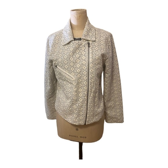 Anthropologie Dolan eyelet embroidered moto jacket size Large - Picture 1 of 7